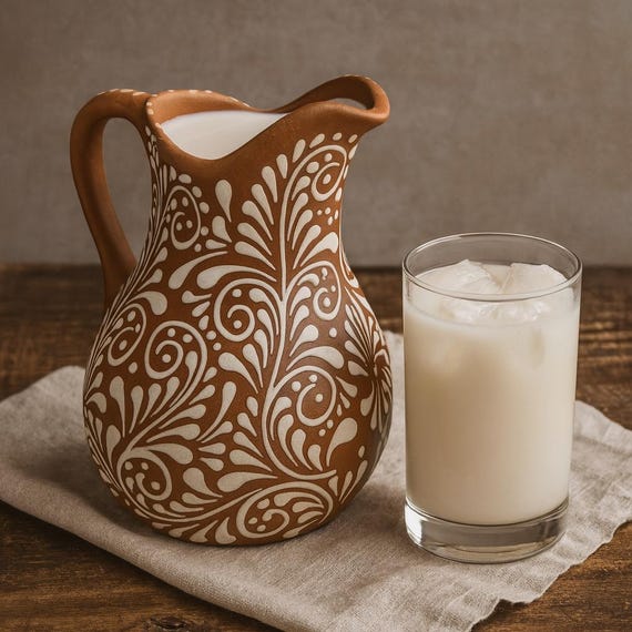 Mexican Handmade Pitcher Talavera Cielito Lindo Design | Brown