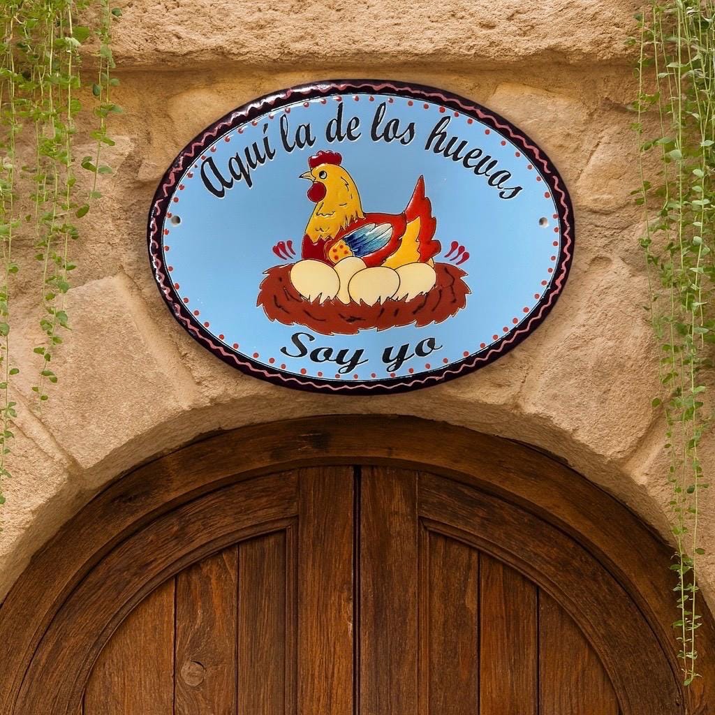 Handmade Traditional Mexican Talavera Wall Sign – “aquí La De Los