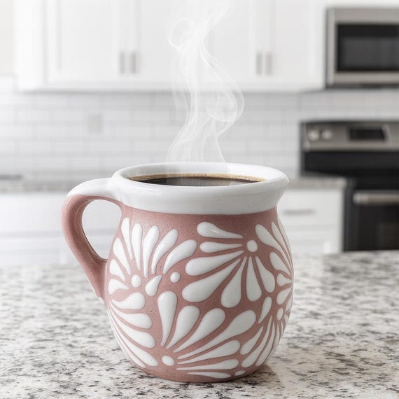 Talavera Pink & White Floral (plumeado) Jarrito Style Mug 4x4 Inches  12  Oz Approx  Lead Free, Dishwasher Microwave Safe - Etsy