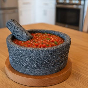 Molcajete Volcanic Stone with Wooden Base & Handle | Lead Free