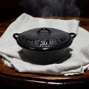 Traditional Mexican Large Casuela with Lid | Black on Black