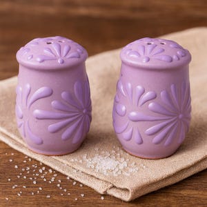 Handmade Talavera Mexican Salt/Pepper Shaker Set of 2 | Violet