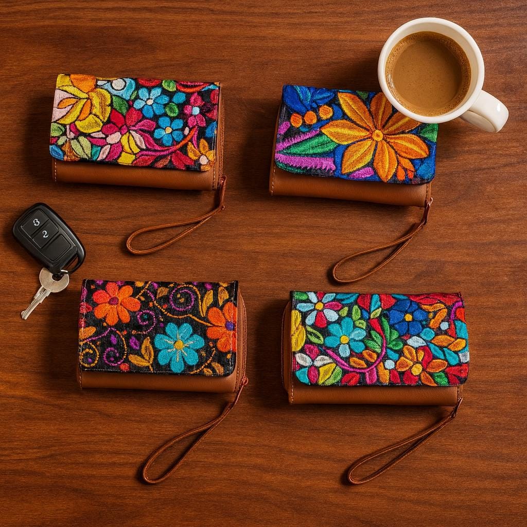 Handcrafted Floral Embroidered Wallet | Mexican-inspired | Multiple ...