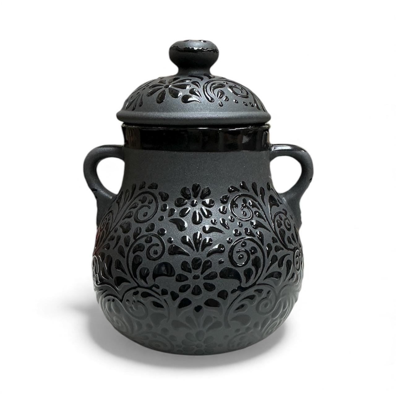 Talavera Black Olla With Lid - Lead Free – Floreado Style - Etsy