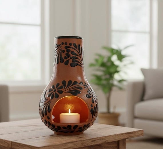 Talavera Mini Chimney | Brown & Black Color - Etsy