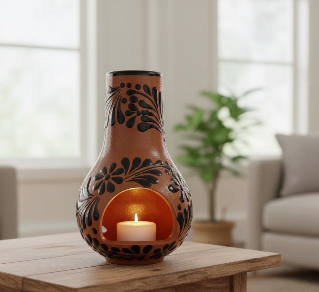 Talavera Mini Chimney | Brown & Black Color - Etsy