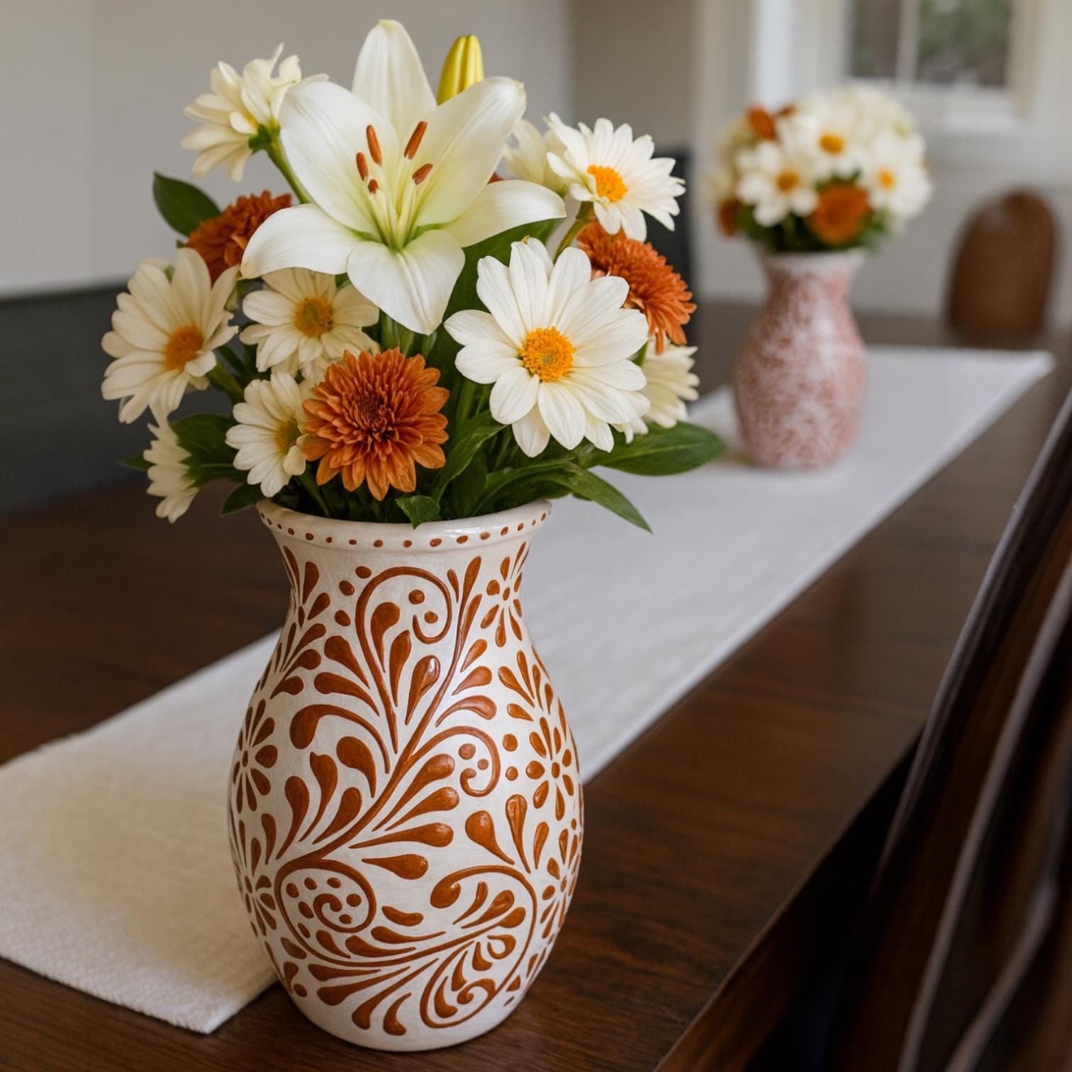 Talavera Flower Vases Set of 2 – 9x5” Inches – Lead Free