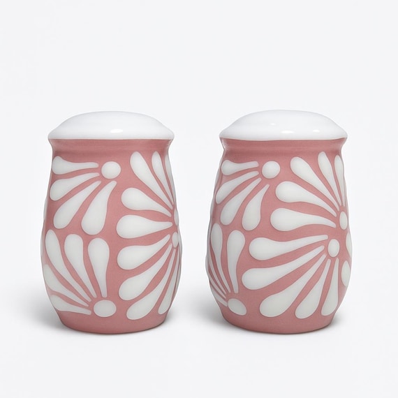 Handmade Talavera Mexican Salt/pepper Shaker Set of 2 | Pink