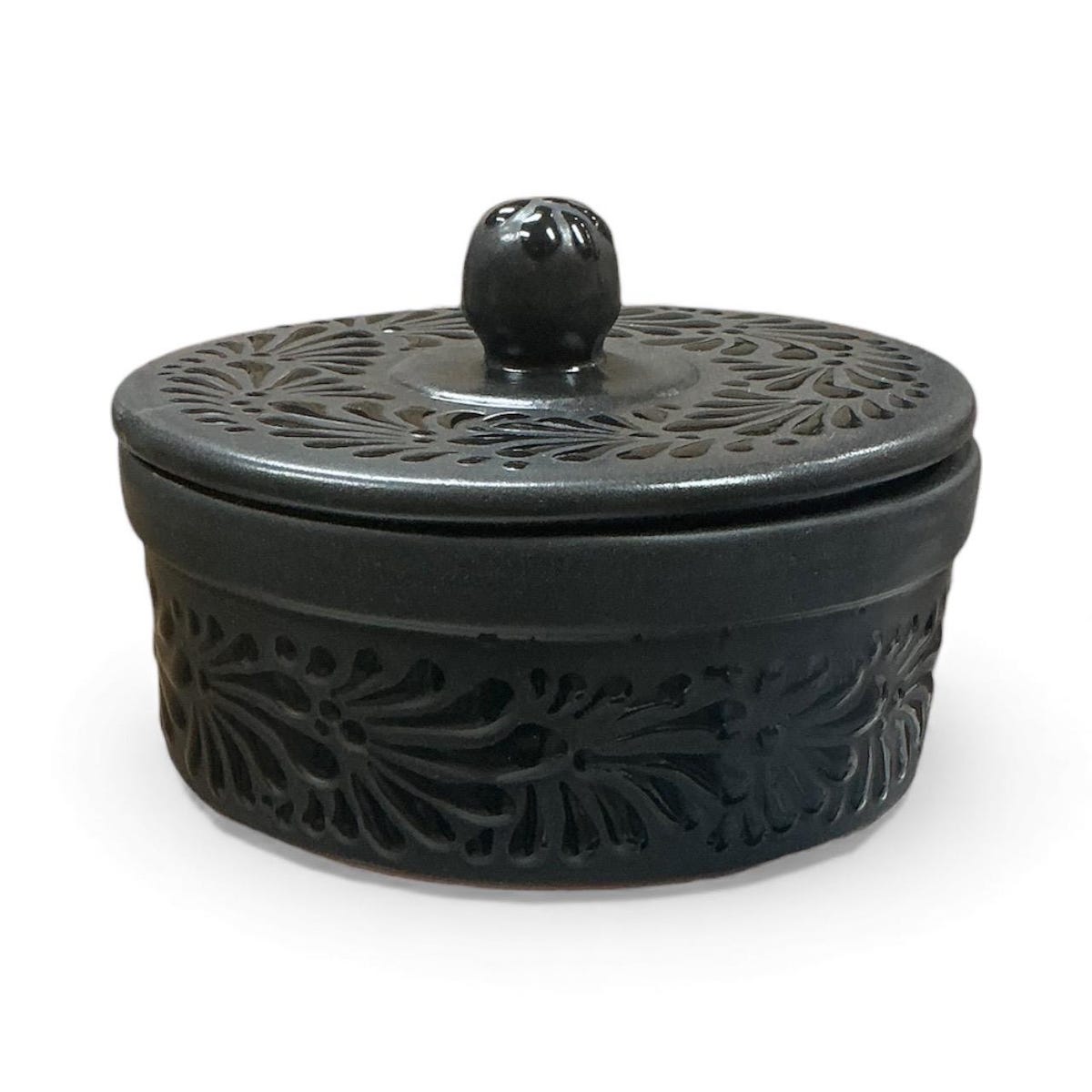 Talavera 8x3” Black Tortilla Warmer with Lid