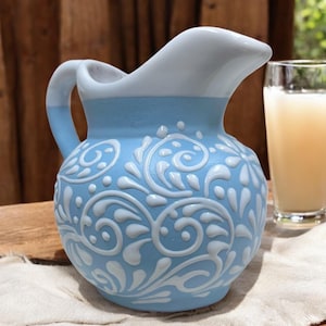 Mexican Small Talavera Pitcher | Blue & White