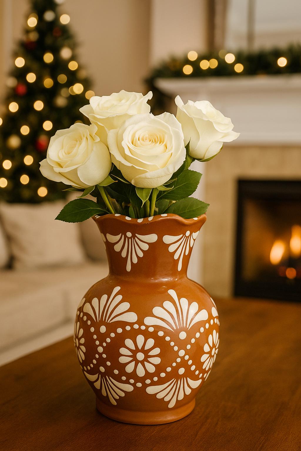 花瓶・フラワースタンド vintage * Portugal ribbon flower vase Talavera Brown and White Flower Vase | Lead Free - Etsy