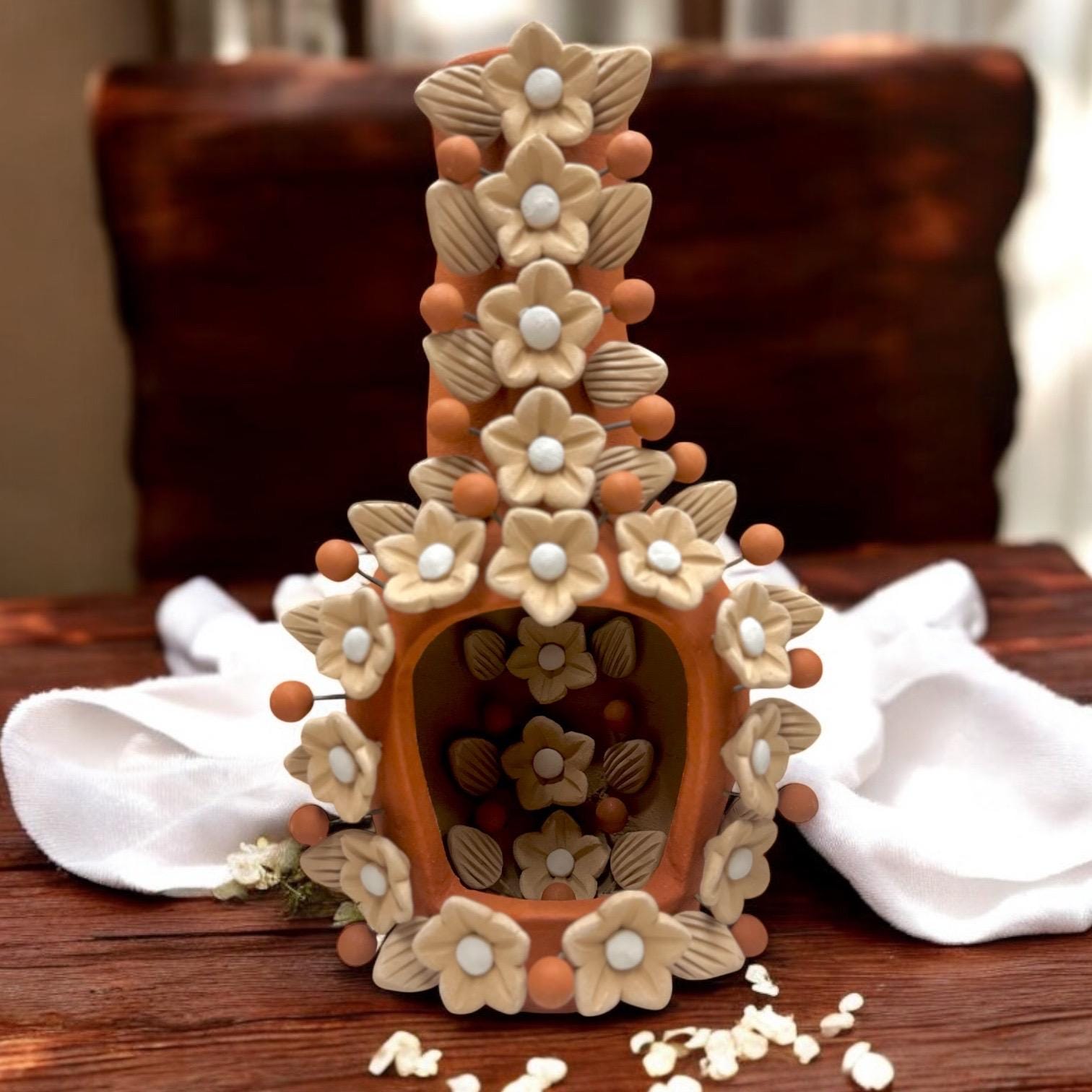 Dekor Toscana 花の絵 陶器 アート Traditional Oaxaca Floral Mini Chimney | Teracotta Color - Etsy