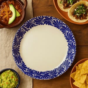 Handmade Talavera Plates Set of 4 | White & Blue
