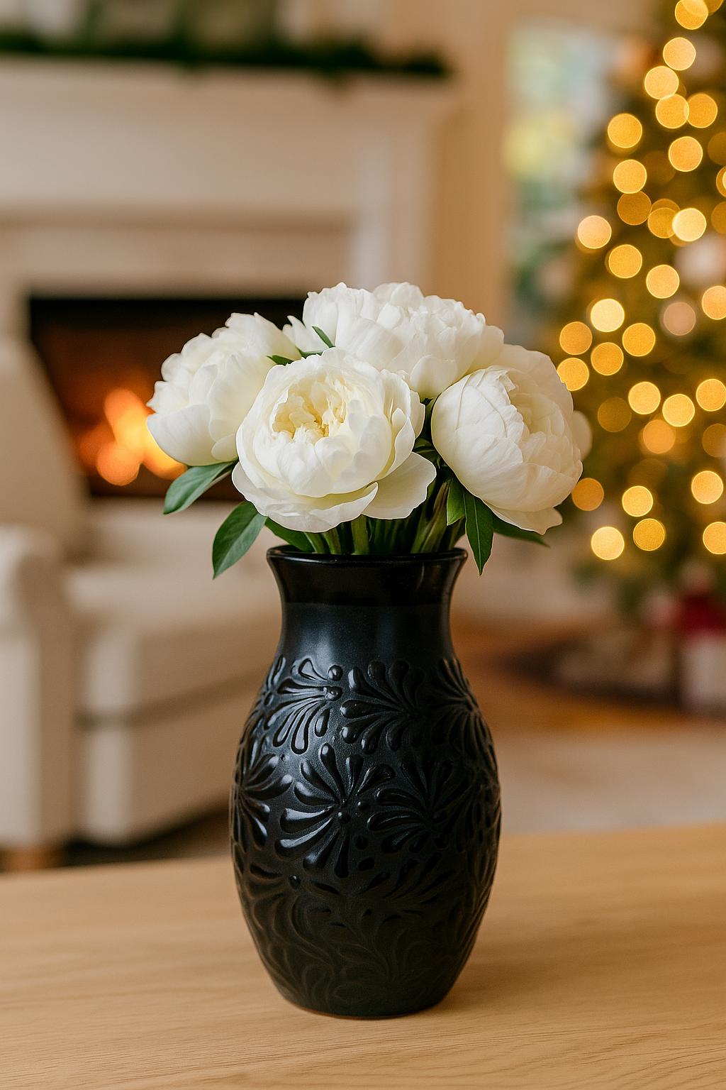 Talavera Handmade Black Flower Vase From Dolores Hidalgo - Etsy