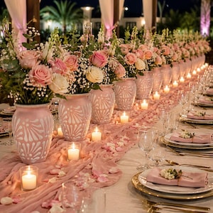 Set Of 12 | Handcrafted Pink Talavera Vases