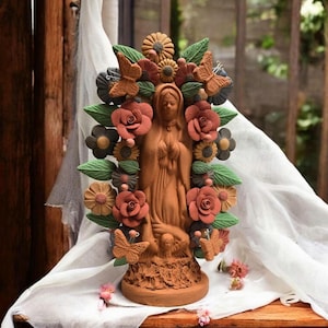 Handmade Clay Virgin Mary, Oaxaca