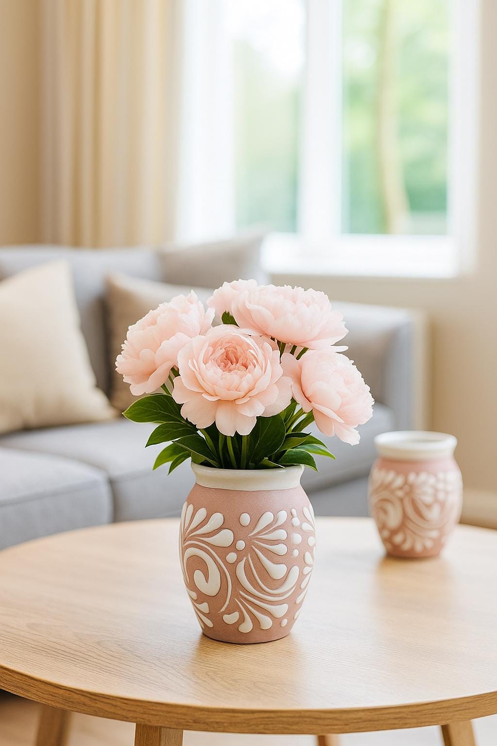 pataya　VINTAGE flower vase2つセット Handcrafted Talavera Vase Set of 2 – Pink & White Floral Mexican