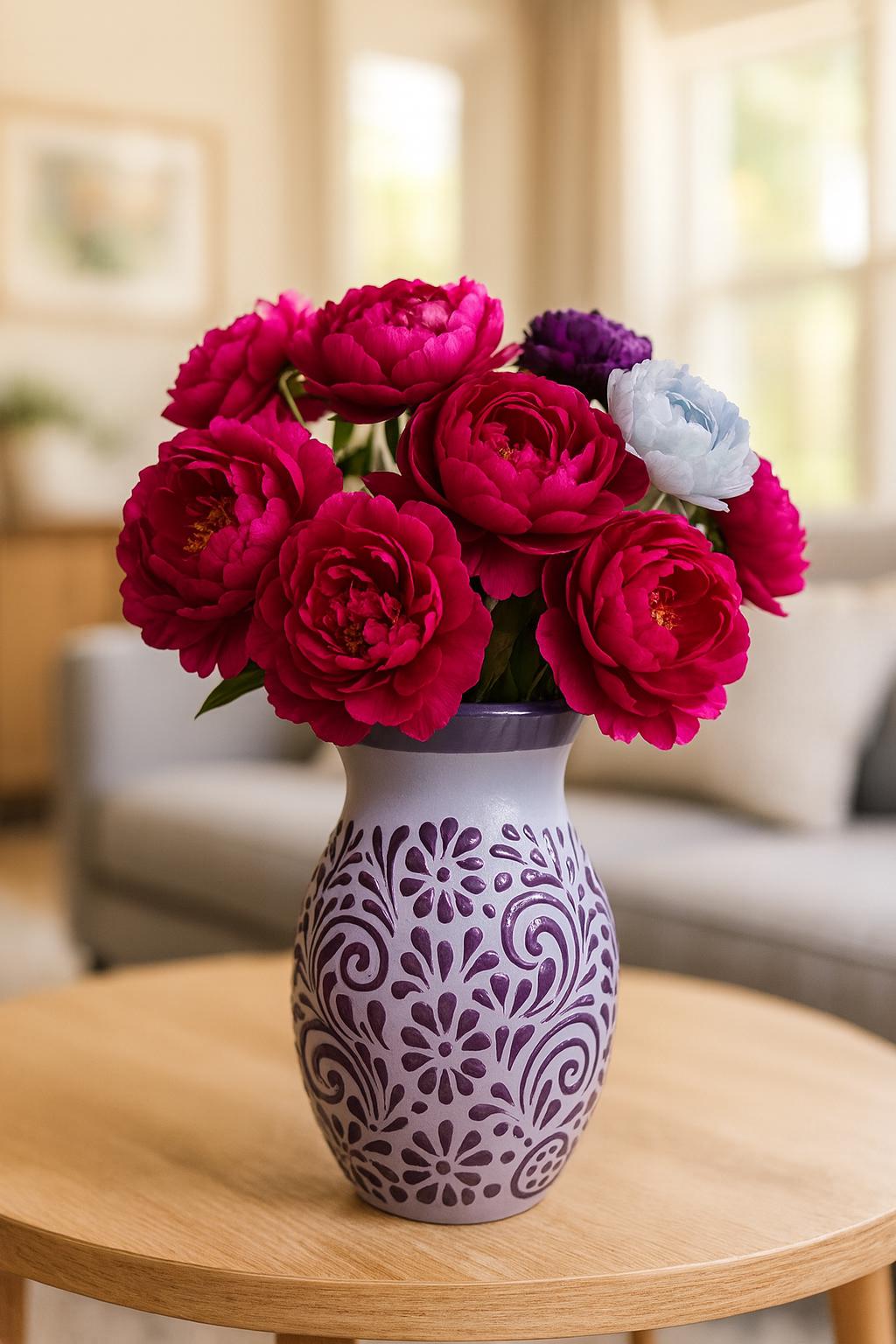 Talavera Floral Flower Vase | Lavender & Purple - Etsy
