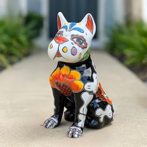 Talavera Colorful Dog Figurine – Lead Free – 10.5x5” – CasaMX Artesanal Handcrafted Decor