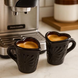 Handgefertigte Talavera Espresso Schnapsgläser (2er Set) | Schwarz