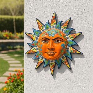 Decorazione da parete Talavera Multicolor Sun 19x19&quot; senza piombo.