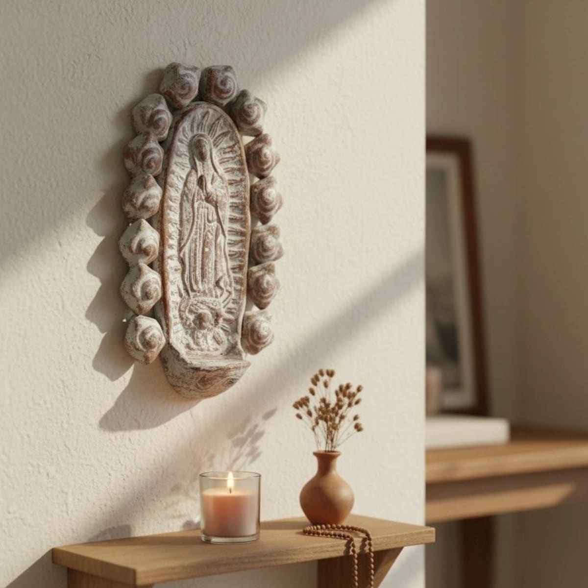Talavera White Rustic Virgin Mary Wall Decor 12x7.5” Lead Free Religious Art - Etsy