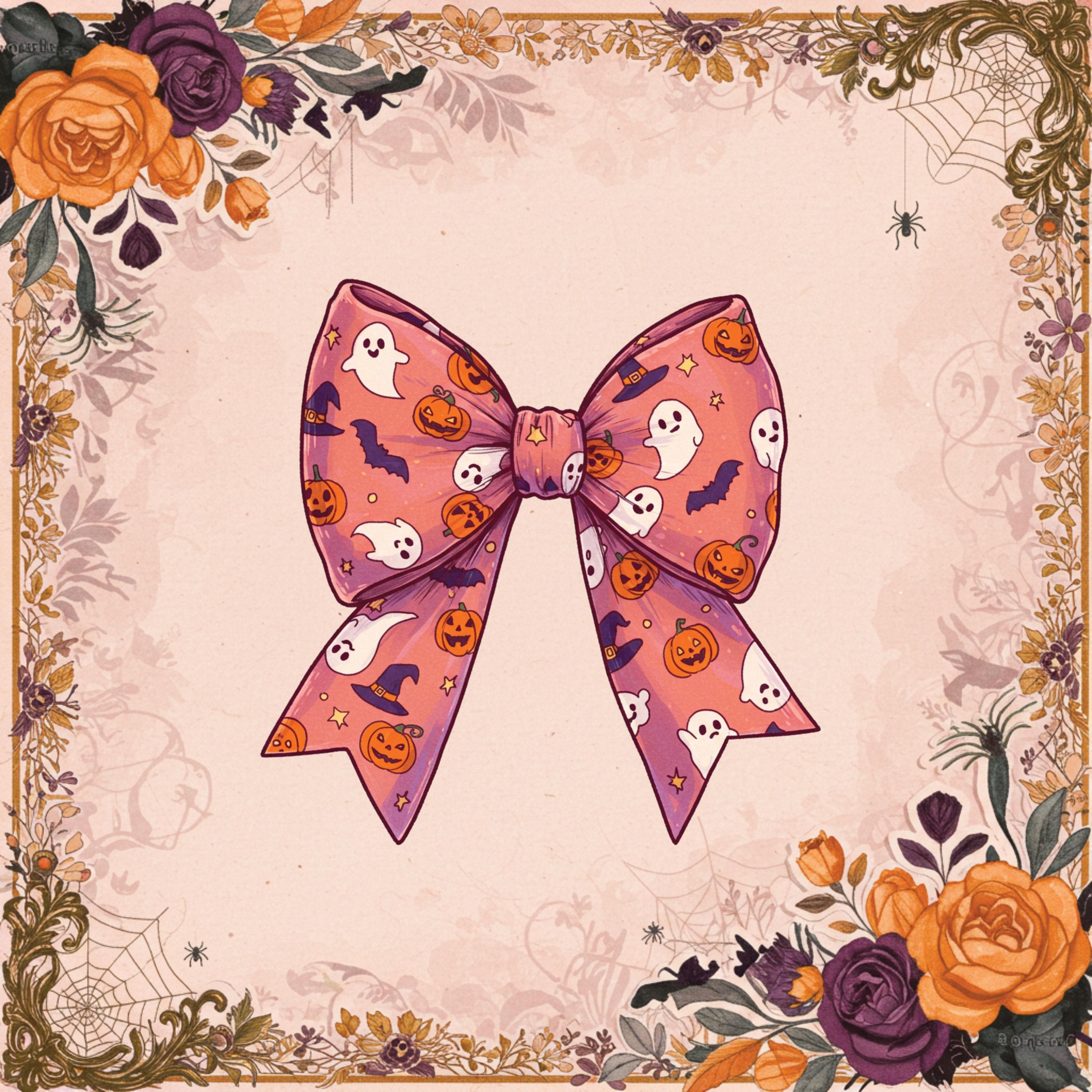 Halloween Coquette Bow Clipart Set: Spooky Girly PNG Graphics (digital ...