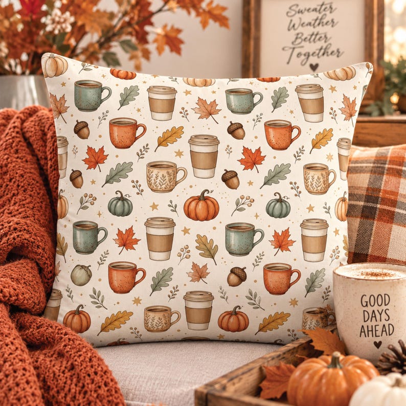 Cozy Autumn Digital Paper Bundle, Fall Seamless Patterns, Pumpkin ...