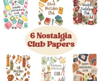 Nostalgia Club Art afdrukbare bundel, plakboek en junkjournaal (PNG en pdf)