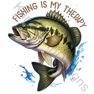 La pêche est ma thérapie 12 x 12 haute qualité PNG sublimation Design Téléchargement numérique Funny Fisherman PNG Design numérique Design imprimable