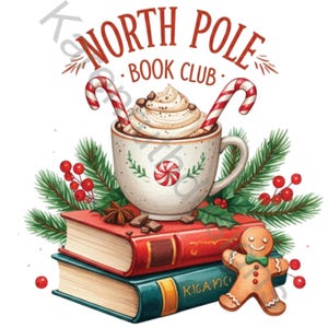 Christmas Books PNG: North Pole Book Club (12x12 Digital Download)