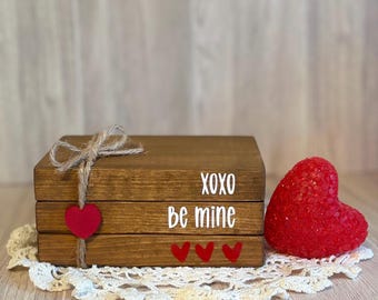 Valentine's Wood Book Stack: Tiered Tray Shelf Sitter