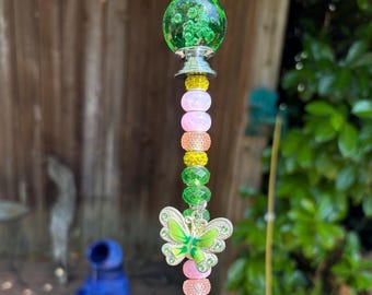 Beaded Garden Stakes: Plant Pot Decoration, Suncatcher Accent