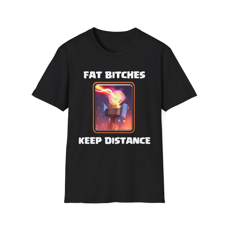 Camiseta Clash Royale Keep Distance - Divertida camiseta gráfica gamer de Fat Bitches Inferno Tower Black