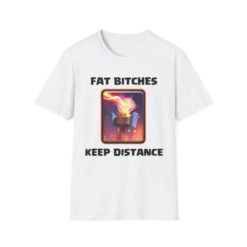 Camiseta Clash Royale Keep Distance - Divertida camiseta gráfica gamer de Fat Bitches Inferno Tower White
