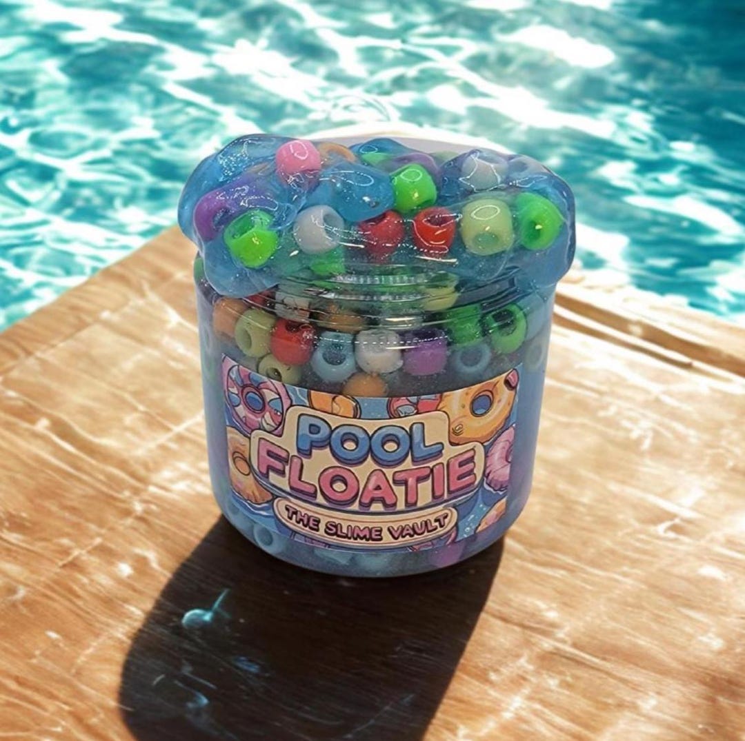 Pool Rx Blue Slime Pool Floatie Slime: Clear Blue Glitter Slime With Colorful Beads - Etsy
