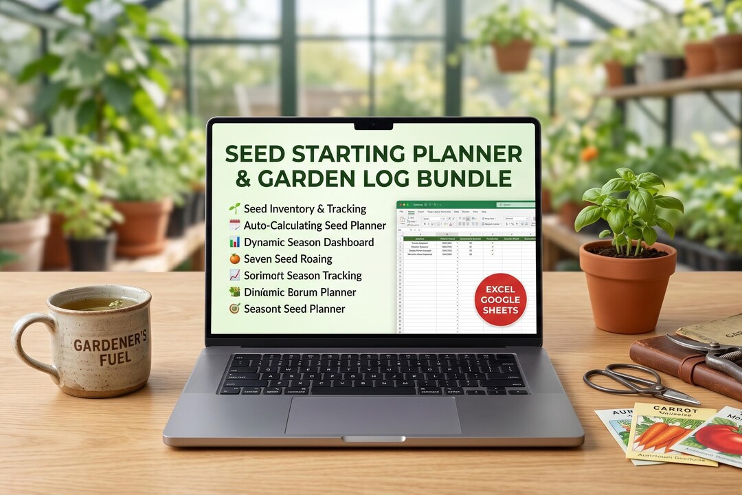 Seed Starting Planner Garden Log Bundle Google Sheets Excel Harvest ...
