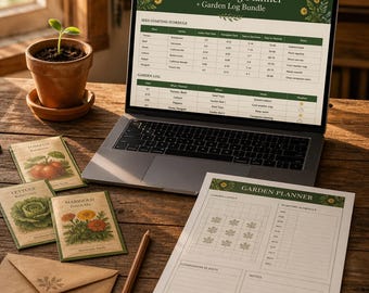 Planificador de siembra, registro de jardín, paquete de hojas de cálculo de Google, seguimiento de cosecha en Excel (descarga digital)