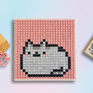 Pixel Art Kawaii Cat Puzzle - Complete Assembly Kit