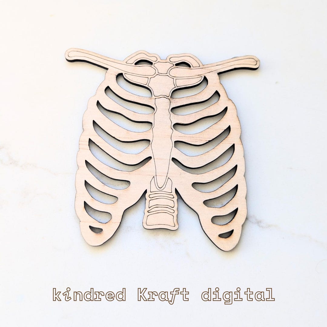 Small Rib Printable Cut Out Wooden Rib Cage Cutout – Laser Cut Skeleton Anatomy Decor for Crafts ...