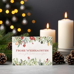 Weihnachtskarte Christmas Card Xmas Card Digitale Datei PDF druck Print Digitaler Download Aquarell Watercolor Querformat 4 Seiten