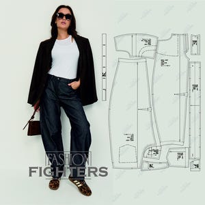 女性用ジーンズ PDF パターン「Fashion Fighters」 - デジタル縫製パターン - サイズ US 2-20 (EU 34-52) - 身長 5'7 フィート (170 cm) - モデル 1037 (A4+A0)