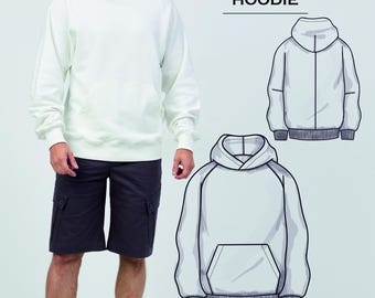 Men's Hoodie Sewing Pattern | Fashion Fighters | Size S-5XL (PDF A4+A0)