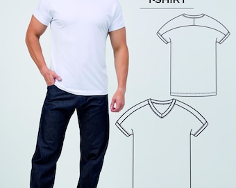 Men's Fitted V-Neck T-Shirt Sewing Pattern | Fashion Fighters | Size S-5XL (PDF A4+A0)
