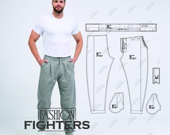 Men's Pants Sewing Pattern | Fashion Fighters | Size S-5XL (PDF A4+A0)