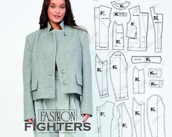 Women's Jacket-style Coat | Fashion Fighters | US Size 2-20 / EU Size 34-52 (PDF A4+A0)