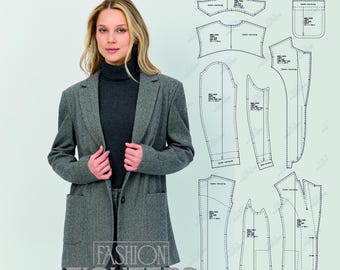 Women's Classic Jacket Sewing Pattern | US Size 2-18 (PDF A4+A0)