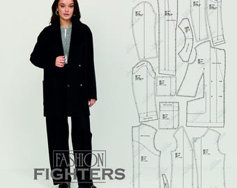 Women's Jacket-style Coat | Fashion Fighters | US Size 2-20 / EU Size 34-52 (PDF A4+A0)
