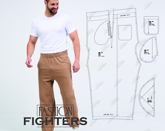 Men's Knitted Joggers Sweatpants Sewing Pattern | Fashion Fighters | Size S-5XL (PDF A4+A0)