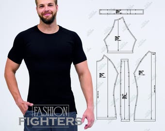 Men's  sports T-Shirt Sewing Pattern | Fashion Fighters | Size S-5XL (PDF A4+A0)